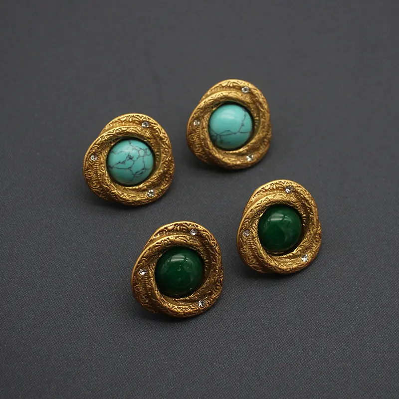 Palace-style Vintage Natural Stone Earrings Turquoise Earrings Stud Earrings 925 Silver Needle Fashion Accessories