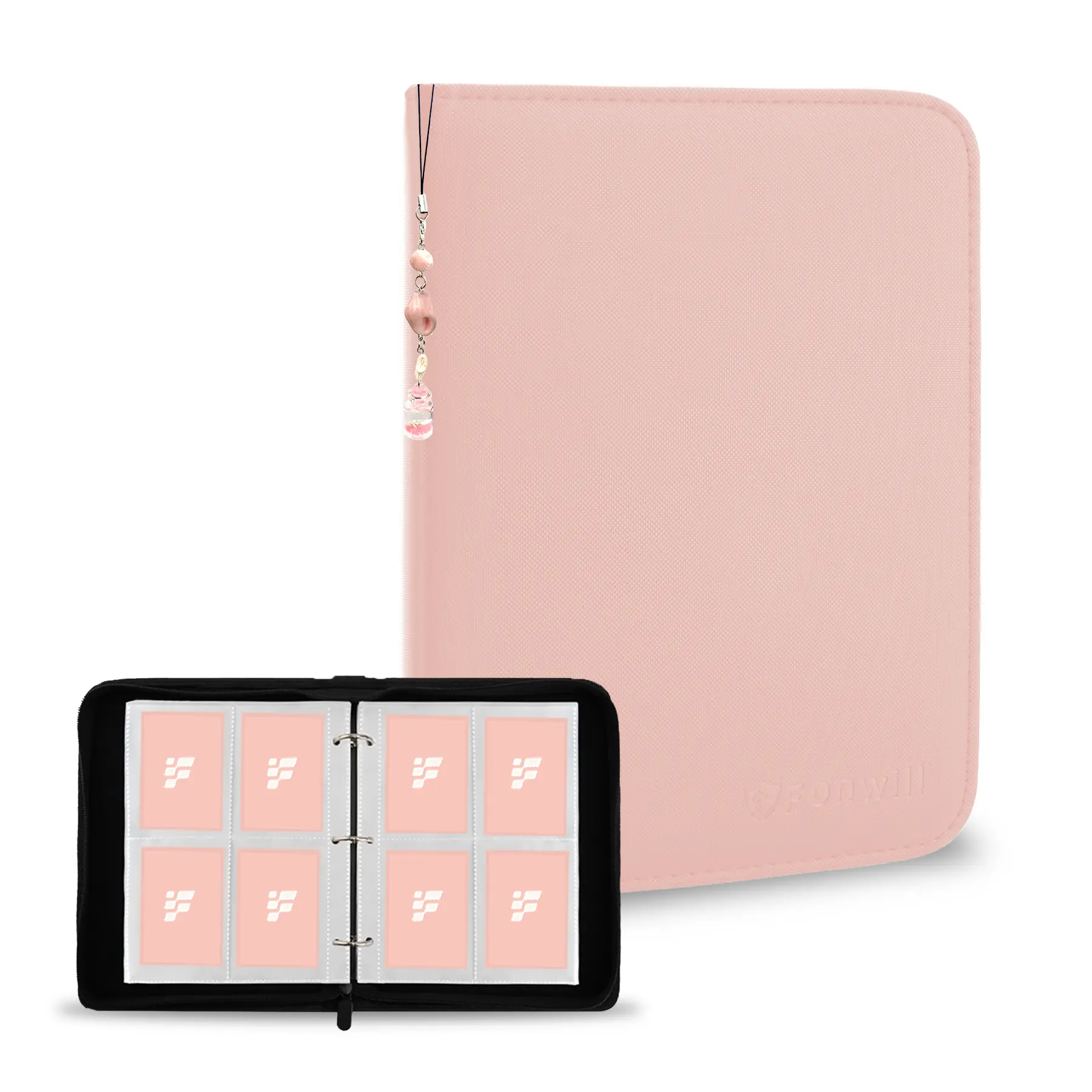 Fonwill 440 Card Capacity PU Leather Binder, 4-Pocket Trading Card Album with 55 Pages, Double-Sided Card Holder for Pokemon, MTG, Sports Cards, Gift for Boys, Girls & Collecto