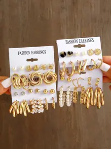 Faux Pearl & Rhinestone Decorated Heart & Butterfly Design Stud Earrings As Gift, 2024 New Dainty Jewelry for Daily Clothing Decor, Party