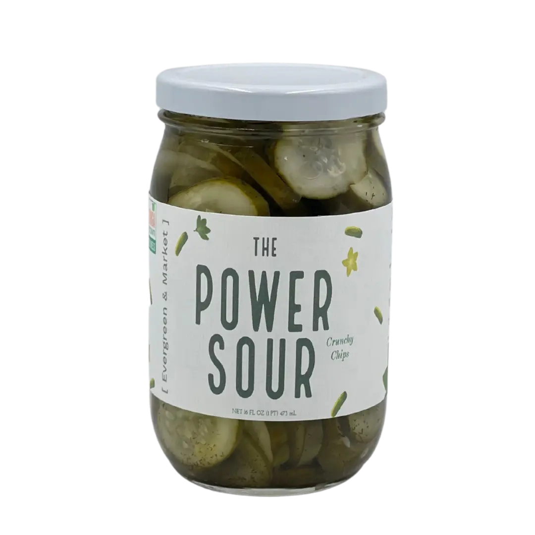 The Power Sour Pickle 17 oz Glass Jar with Resealable Lid Extra Tangy Bold & Refreshing for Charcuterie Sandwiches Cocktails and Snacks