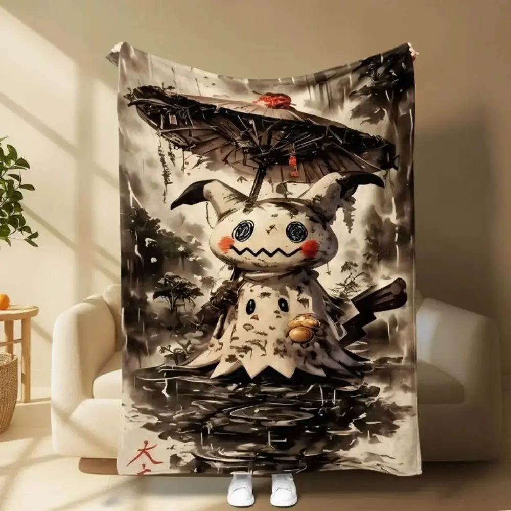 Ink - Style Mimikyu Soft Blanket:Soft and Comfortable Thin Blanket. Perfect for Leisure, AC Rooms Home Office Flannel Throw Blanket
