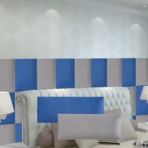 Plush Fabric Soft Wall Panel, Tech Cloth Bed Surround Soft Padding Thick Self-Adhesive Background Wall Border Bedside Headboard Patch, Decorative Wallpaper