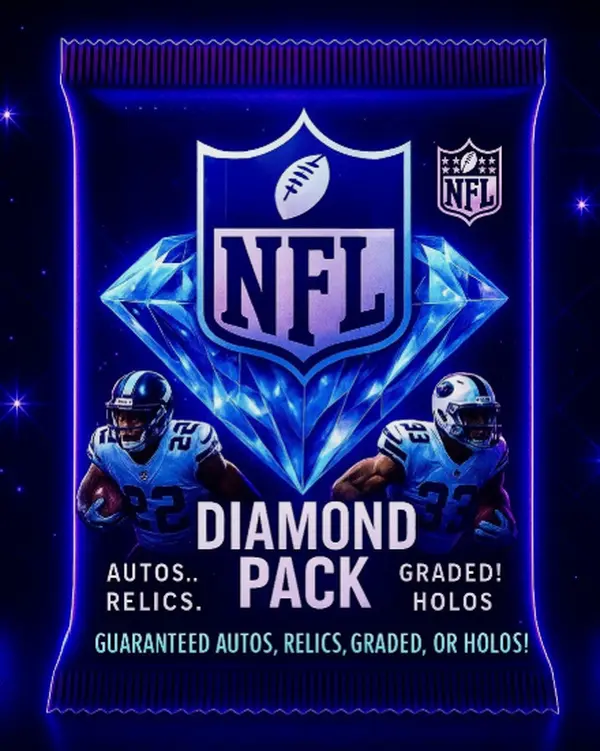 Playoffs Edition Diamond NFL Sports Card Pack - Includes 1 Graded Item, Case Hit, Auto, or Jersey Piece - For Football Card Collecting (Image for Advertising Purposes Only), Sports Card Packs