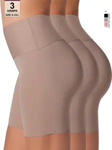 Stay-In-Place Seamless Smooth Tummy Shapewear Shorts Underwear - Soft Fabric Ruched Design for Comfortable Compression & Anti-Slip Grip Technology