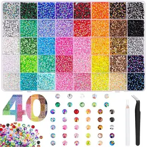 40000Pcs Jelly Synthetic Rhinestones for Bedazzling, 3mm Multicolor Resin Flatback Synthetic Gems for Diamond Art, Bedazzler Kit for Crafting Book Shoes Nail Art