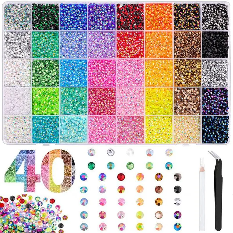 Rhinestone Bedazzling Kit - 40000Pcs 3mm 28 Multicolor Plastic Jelly Synthetic Flatback Resin Gems Assortment, DIY Decor Nail Art Decoration Accessories for Diamond Art, Bedazzled Crafts