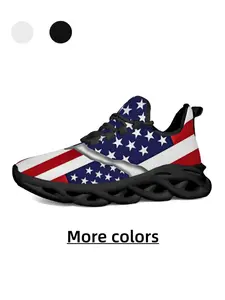 Minimalist & Trendy - Unisex Independence Day Themed Classic American Star-Spangled Banner Print Casual Sneakers - Skin-Friendly & Breathable, Non-Slip & Wear-Resistant, Versatile for Daily Outings, Campus Wear & Light Sports