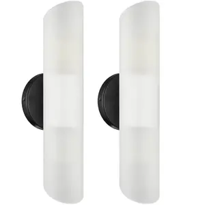 Modern Bathroom Sconce Cylinder Fixture Set of Two, Black