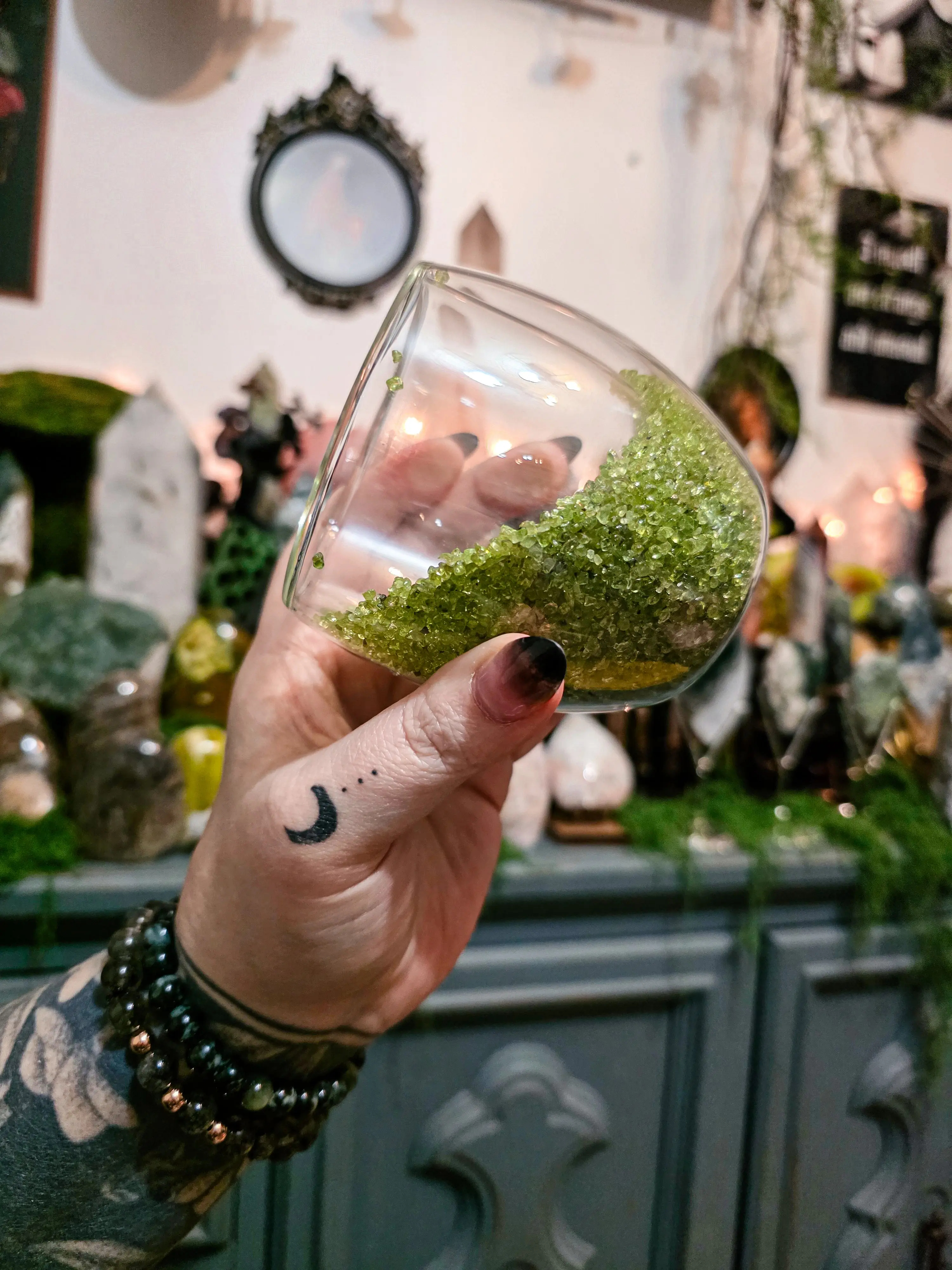 Peridot Double Walled Glass Crystal Cup