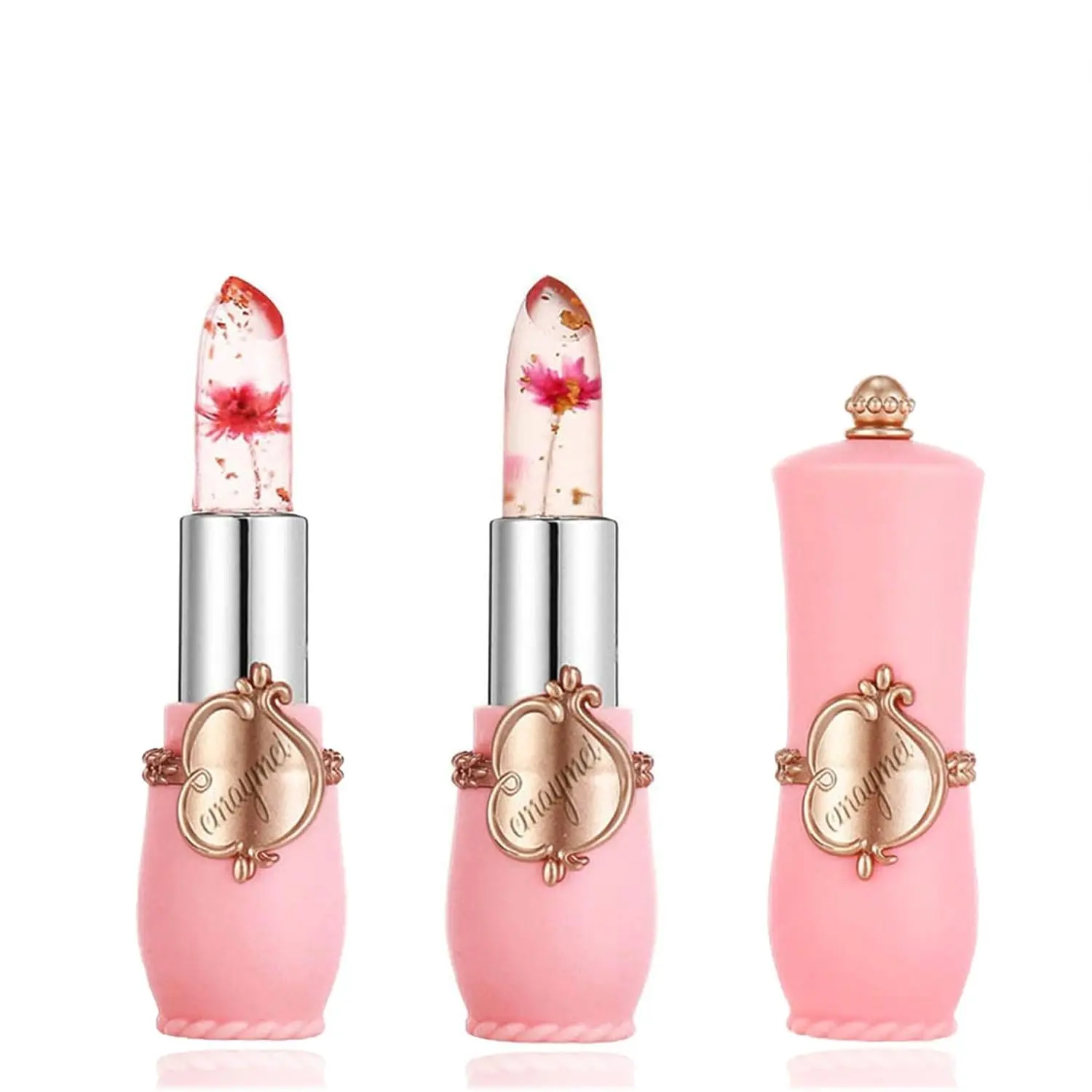 1-piece crystal jelly flower lipstick, magical temperature-changing glossy lip gloss lipstick, PH transparent magic lipstick, long-lasting nourishing hydrating moisturizing lipstick