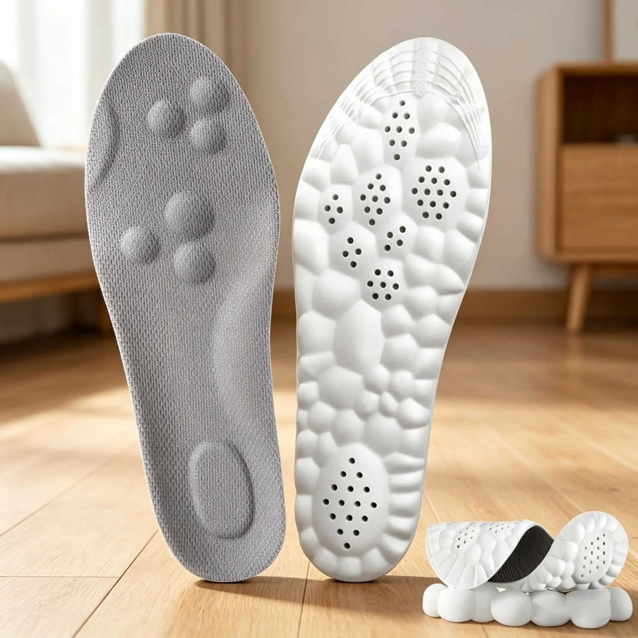 4D Cloud Cushioned Orthotic Shoe Insoles, Memory Foam Arch Support Inserts for Men, Breathable Shock-Absorbing Foot Pain Relief for Sports & Daily Use