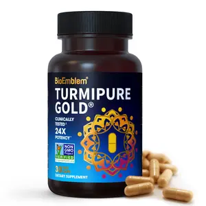 BioEmblem Turmipure Gold - Clinically Studied 24x Better Absorption Turmeric Curcumin Supplement for Joint Support & Inflammation Relief