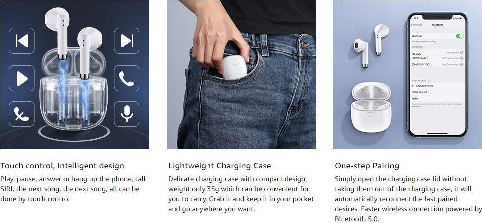 【NNT6001】Wireless Bluetooth Headset – ENC Noise Cancellation, True Wireless In-Ear Headphones, 2024 Model, Bluetooth 5.3, IPX5 Waterproof, Ideal for Sports, Travel, Work & Daily Use, Comfortable & Reliable, Thoughtful Gift for Music Lovers & Holidays