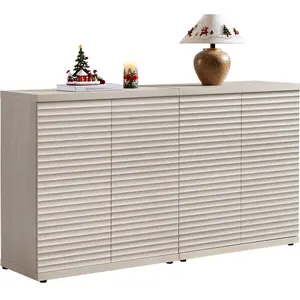 SICOTAS Buffet Cabinet with Storage Accent Sideboard Modern Credenza with Doors & Shelves Fluted Media Console Mid Century Coffee Bar Table for Living Room Kitchen Dining Room Hallway