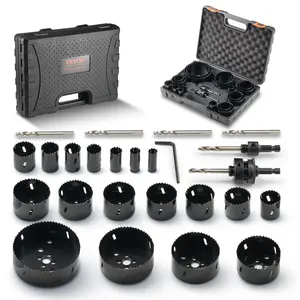 VEVOR Hole Saw Kit, TikTokShopBlackFriday, 18 PCS Saw Blades, 6 Drill Bits, 1 Hex Wrench, General Purpose Size from 3/4" to 4-1/2", Bi Metal M42 Hole Saw Set with Carrying Case, Ideal for Wood Board, Plastic and Iron Plate