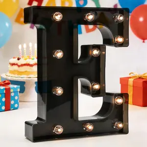 Black LED Illuminated Letter E Marquee Sign - Decorative Alphabet Letterboard Light for Wedding, Birthday, Anniversary, Proposal, Home Bar Decor (Batteries-Powered)