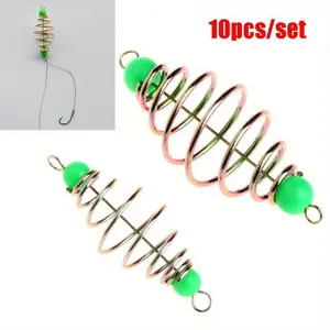 10 piece set of fishing bait cage, stainless steel spring bait device, carp fishing accessories, Fishing Gear