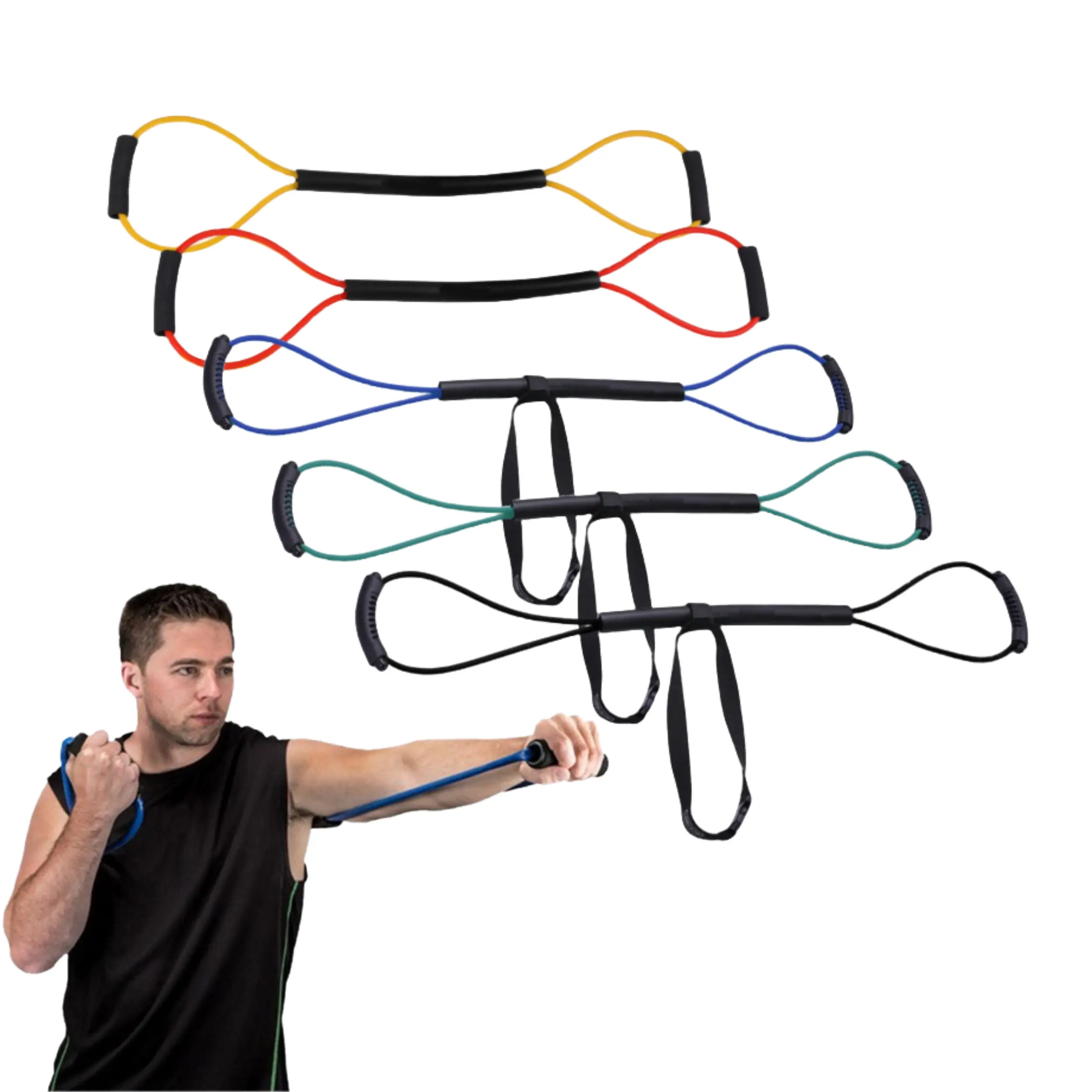 8-Shaped Boxing Resistance Band, Elastic TPE Pull Rope with Foam Handles for Arm Strength Training, Home Gym Exercise Equipment for Kickboxing & MMA Workout, Adjustable Strength, Elastic Sport Band, Exercise Equipment For Home, Functional Training Workout