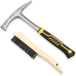 Heavy-duty chipping hammer, 28 ounces, professional slag removal hammer, forged steel material, 12.6inch, effectively removes welding slag and spatter, equipped with a wire brush