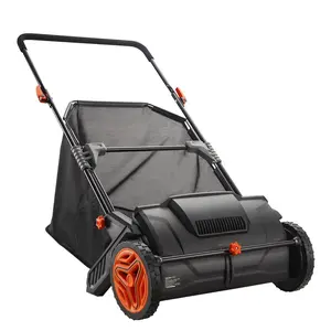 Push Lawn Sweeper, 21-inch Leaf & Grass Collector, Strong Rubber Wheels & Heavy Duty Thickened Steel Durable to Use with Large Capacity 3.5 cu. ft. Mesh Collection Hopper Bag, 2 Spinning Brushes