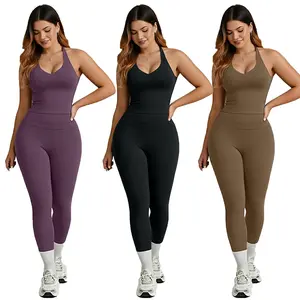 Women's 2pcs Quick-Dry Yoga Bra & Pants Set, Cross-Back High-Intensity Fitness Outfit, Comfortable Running & Workout Suit, Sporty Style Clothes