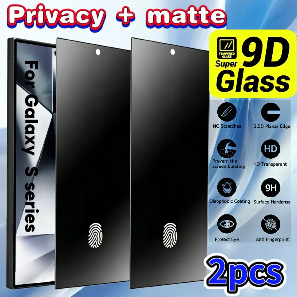 2-Pack Matte Privacy Tempered Glass Film Durable for Samsung Galaxy S26 Ultra/s25 Ultra/s24 Ultra, Seamless Fingerprint Unlock, Anti-Spy Protective Smartphone Screen Protector, Accessories, Protection