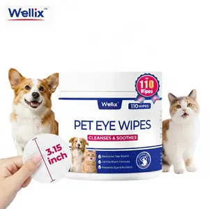 Wellix 110-Count Pet Eye Wipes - Gently Reduce Tear Stain, Debris, Discharge, Crust for Dogs & Cats