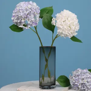 53cm Long Stem Artificial Hydrangea - 16cm Large Silk Cloth Hydrangea Bloom, Realistic Fake Floral Stem for Vase, Ideal for Home Decor, Wedding Centerpieces & Event Floral Arrangements, Creative Gift Idea 2-piece set