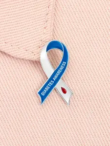 Diabetes Awareness Enamel Pin Blue-White Ribbon Disease Focus Advocacy Charity Elegant Alloy Brooches Lapel Backpack Badge Fashion Jewelry Accessories Gifts for Friends