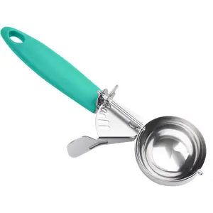 Portion Scoop, 2.75 OZ Disher Scoop, #16 Cookie Scoops, Green Handle, for Portion Control, Cookie Dough, Cupcake Batter, Ice Cream, Muffin, Mashed Potatoes
