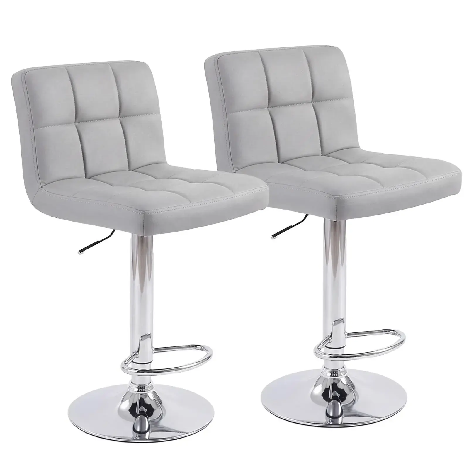 Adjustable Height Barstools Set of 2 – PU Leather Swivel Stools with Hydraulic Lift, Thick Seat Cushions & Backrests, Ideal for Kitchen Island, Bar, Pub, Coffee Counter or Home Decor