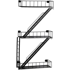 Fire Escape Wall Shelf - 3 Tier Trinket & Action Figure Display with Screwdriver & Screws, Unique Rustic Floating Action Figure Display for Bathroom & Living Room & Home Decor (3 Tier, 1)