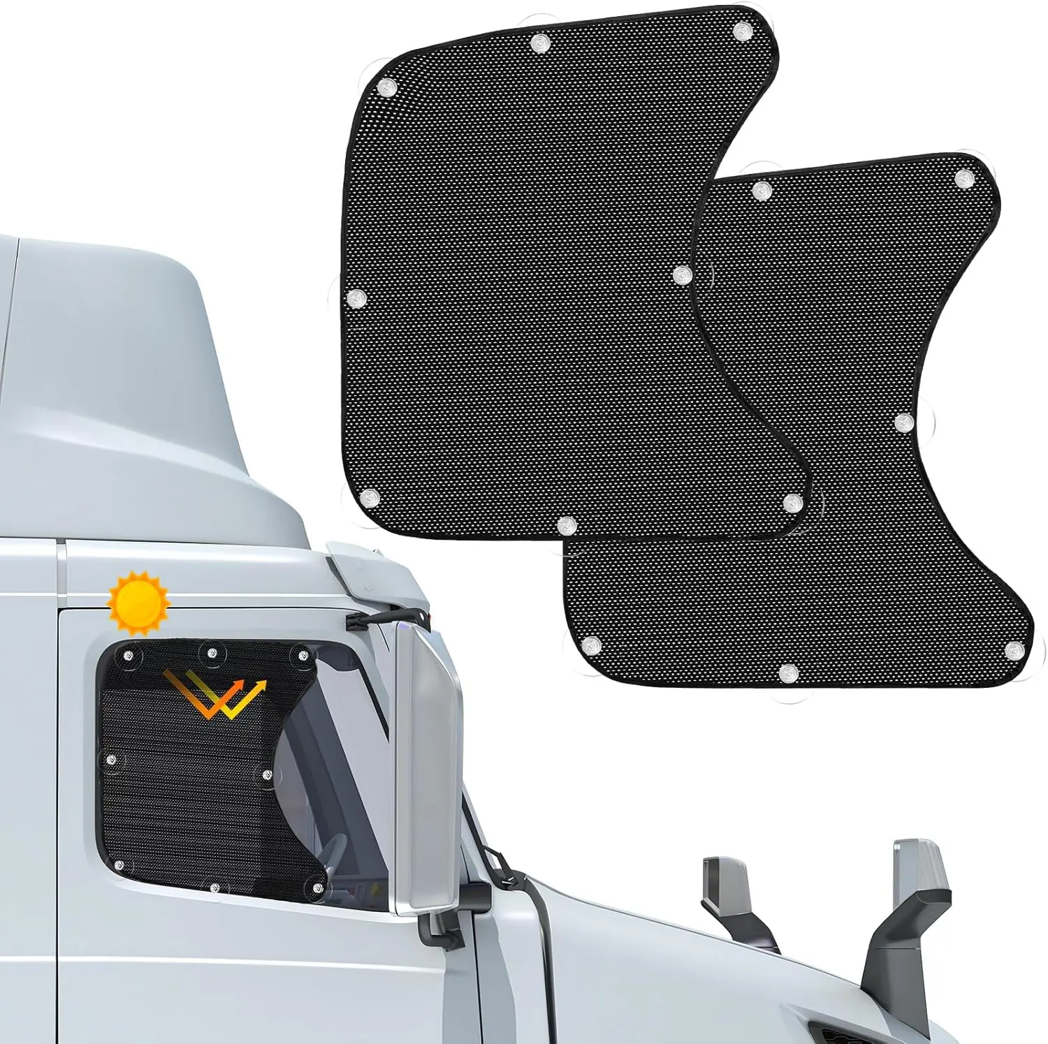 2PCS Side Window Sunshades for Semi-Truck | Car Side Window Shade RV Semi Truck Accessories, Sun Shade, UV Protection, automatic retractable car sunshade sun interior cool sun shade portable foldable car front window cover Foldable UV Protection Sunshade