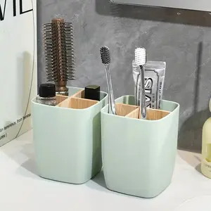 3-Compartment Storage Box with Pen Holder, Bathroom Makeup Organizer, Living Room Trinket Box, Bedroom Jewelry Holder, Multi Compartment Design, Countertop Storage Container