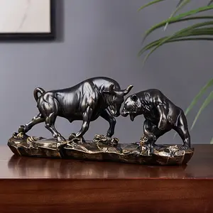 1pc, Stock Market Bull And Bear Duel Sculpture, High-End Resin Ornament, Financial Desk Decor, Office Art Ornament, Mother's Day Gifts, Home Decor, Room Decor