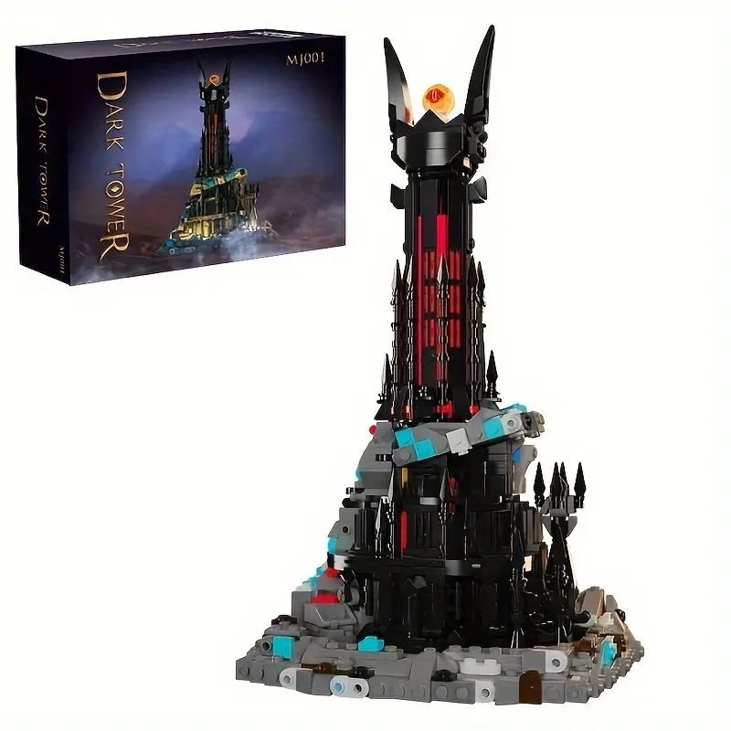 HEGOAI 1224-Piece Fantasy Theme Lord of the Rings Dark Tower Plastic Building Bricks Set, Magic Castle Architecture Kit with LED Lights, Battery-Free Diorama Kits, Collectibles Gift for 10-12 Years Olds & Adults
