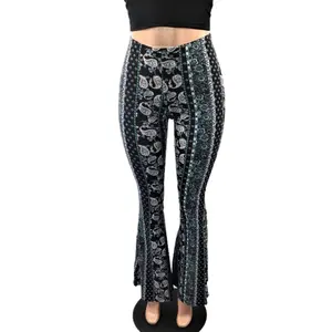 Multi Santana Palazzo Pants ruched leggings forbidden jeans flare slippery pants High Waisted Casual Comfortable Fit Polyester