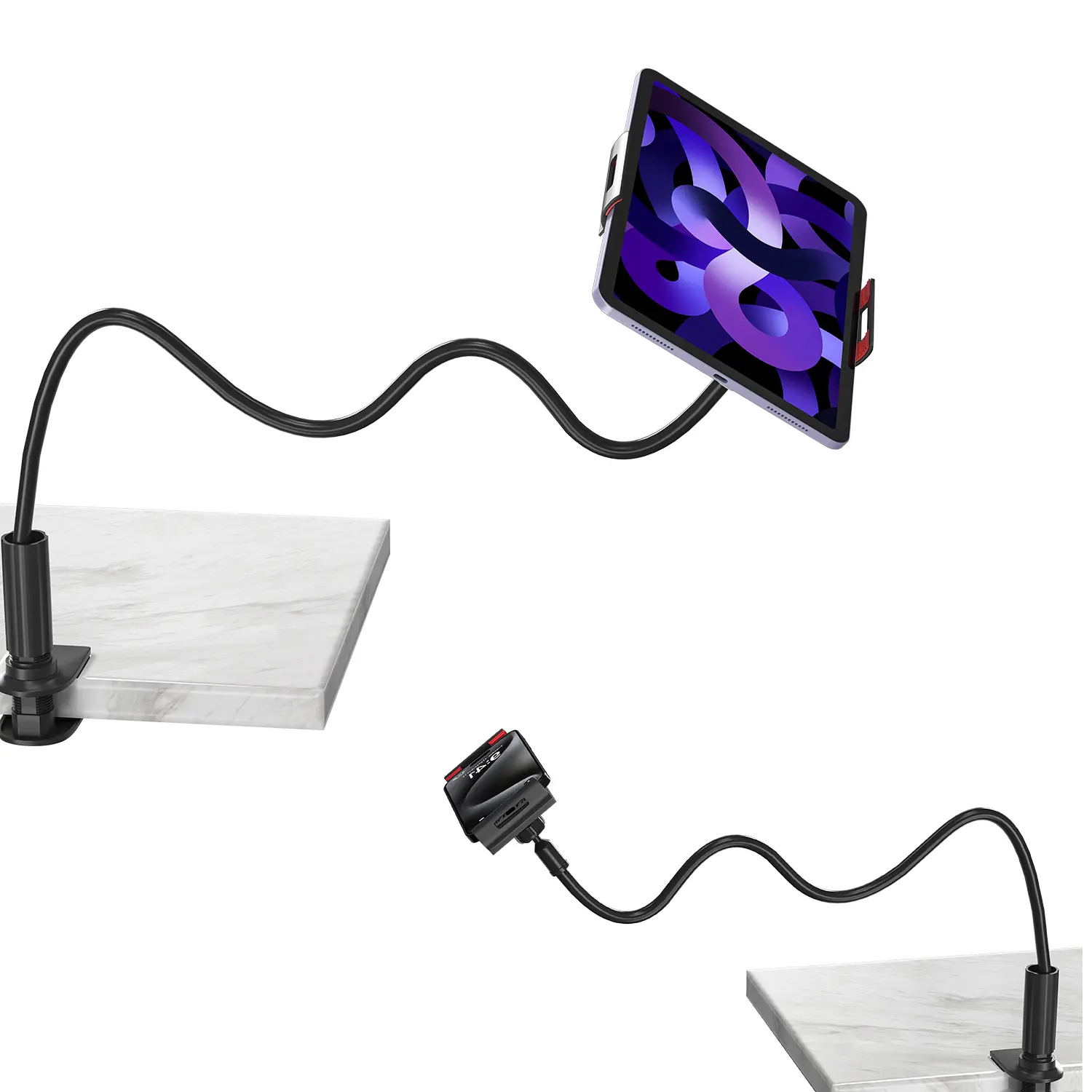 Gooseneck Tablet Holder Flexible Arm Clip Mount for iPad Mini Pro Air Switch Galaxy Tabs 4.7-10.5" Devices ABS PVC Metal Strong Support