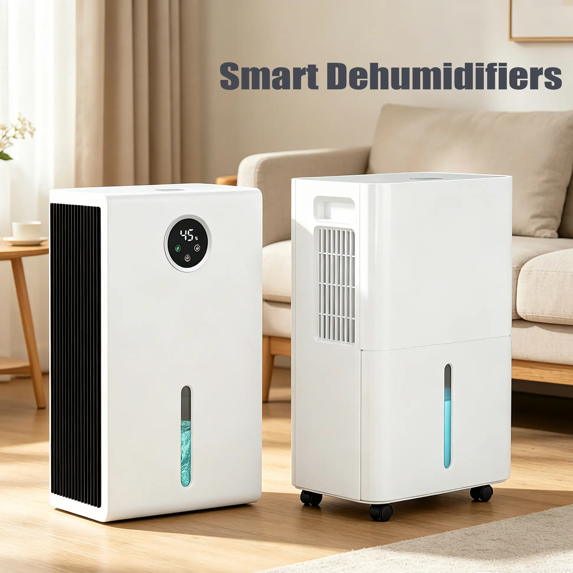 Portable Smart Dehumidifier, with 7 Color LED Lights &Touch Screen, Ultra-Quiet Energy-Saving for Home Bedrooms Office Large Spaces