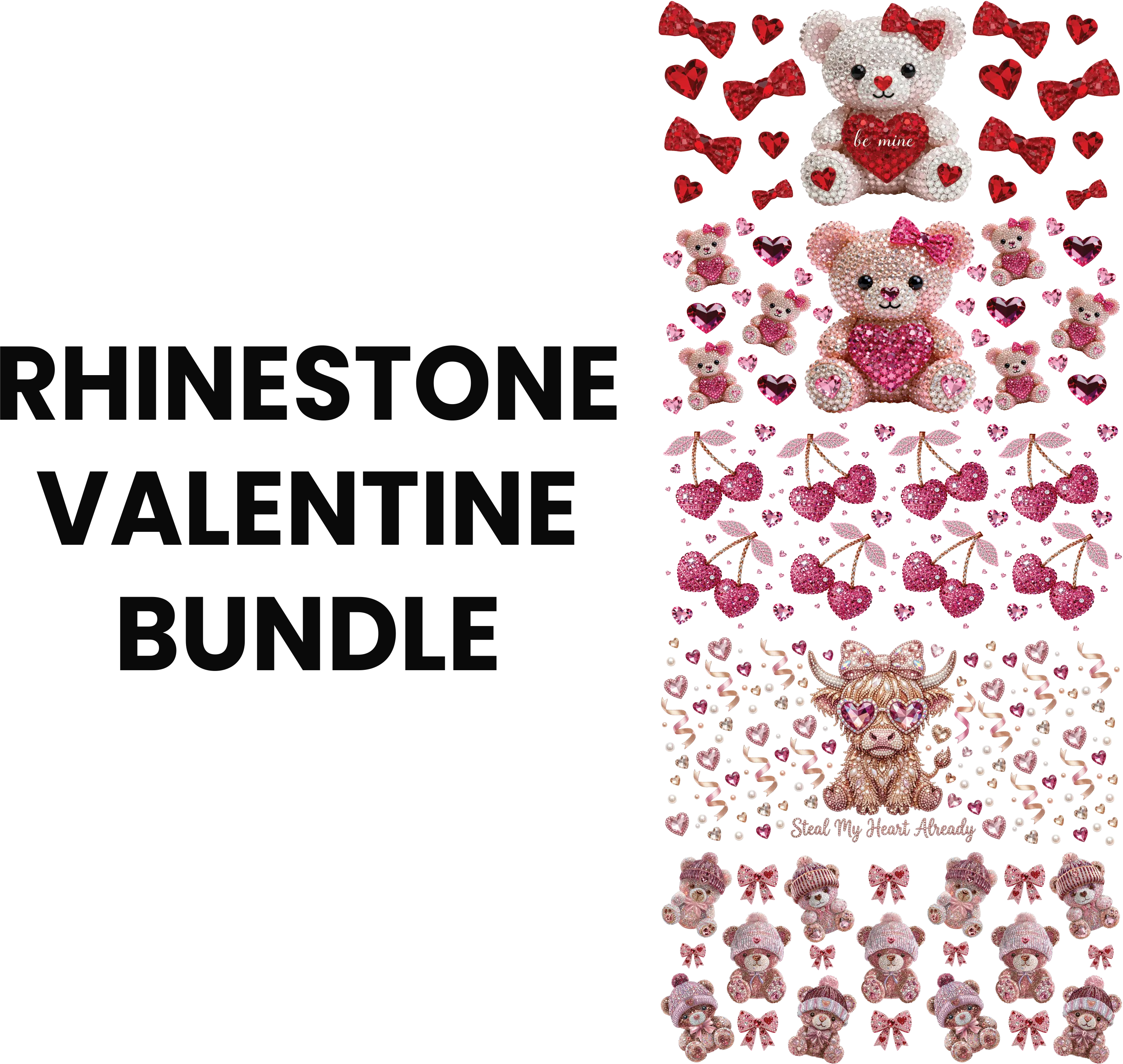 Love rhinestone UV DTF bundle for cupmaking