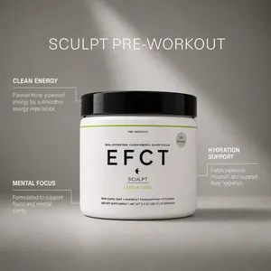 EFCT SCULPT Clean Pre-Workout & Energy Drink Mix — Paraxanthine + Electrolytes + Focus, No Caffeine, Zero Sugar, No Crash, Lemon Lime (30 Servings)