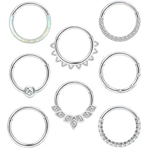 MILACOLATO 18G 16G Nose Rings Hoop Surgical Steel Septum Rings for Women Men Clicker Hinged Septum Cartilage Helix Conch Hoop Daith Piercing Jewelry 8mm 10mm, Daily Wear, Casual summerwins
