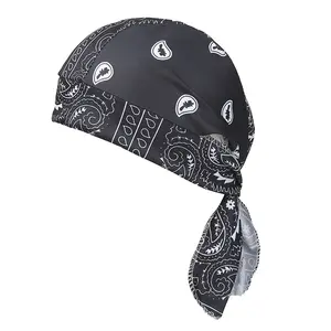 Stretch Soft Fabric Bandana Headwrap, Paisley Amoeba Print Pirate Cap for Unisex Cycling Sports