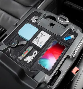 Center Console Organizer Upgrade Flocked Liner Interior Compatible with Dodge RAM 1500 2500 3500 2019-2025 2026 ABS Plastic Material Shell Armrest Box Insert Tray Accessories