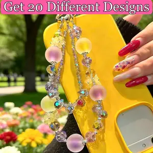 [Gaga shop] 20 Different Designs Shiny Phone Chain Start With 10bags Detachable Anti Theft Strap-Hands-Free iPhone Wrist Strap for Women - Phone Chain Wristlet - Fits Galaxy, Smartphone Accessories Cellphone, Mother's Day gift, Graduation Gift