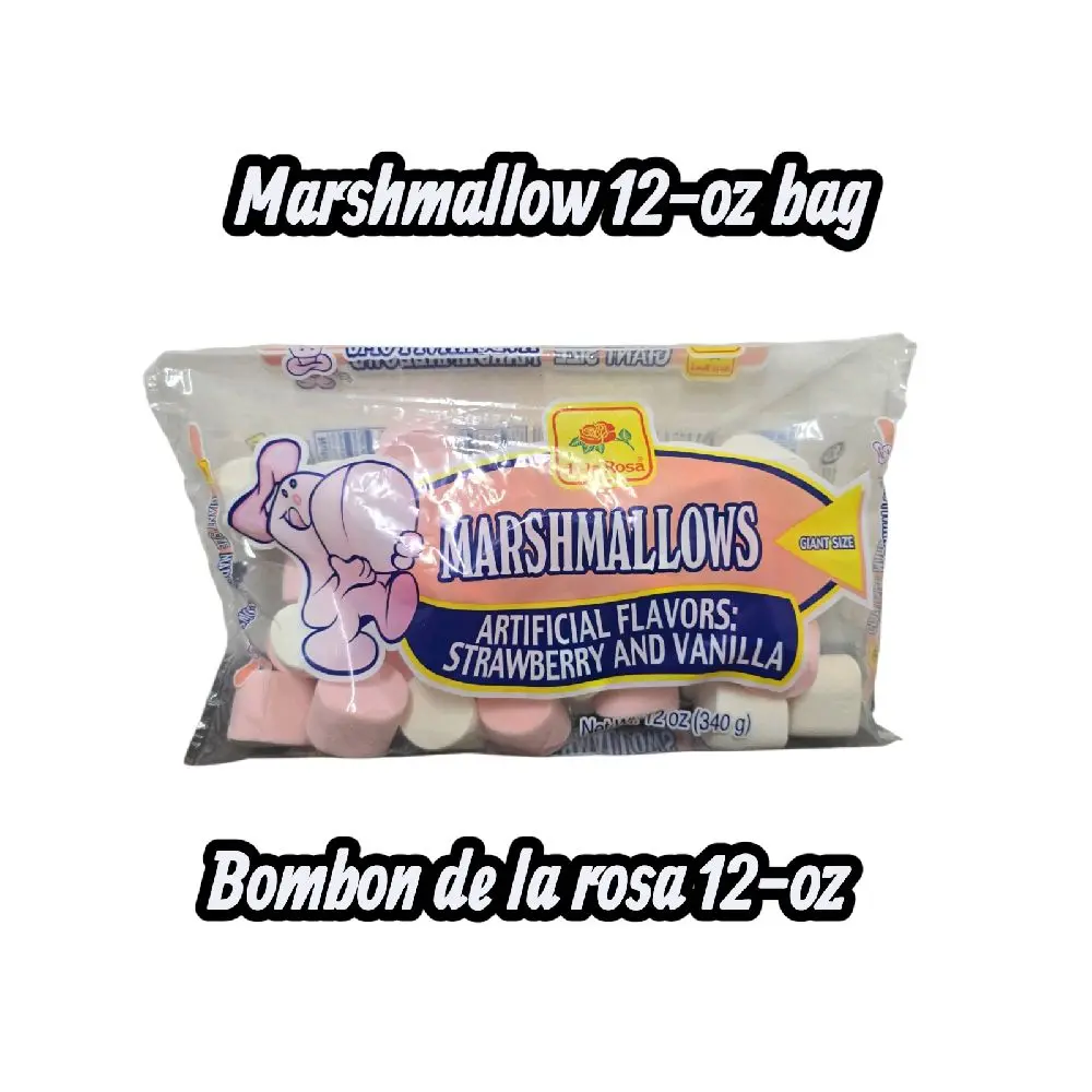 De La Rosa Bombón Marshmallows - Strawberry & Vanilla Flavors (12 oz) - Birthday, Party Snacks, Anniversary, Adults, Holiday Treats