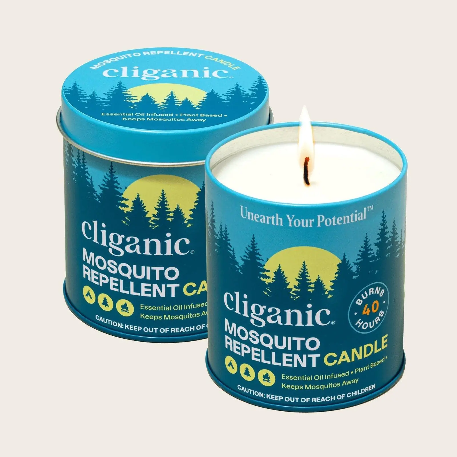 Cliganic Natural Mosquito Repellent Candle Citronella, DEET Free, Essential Oil Infused for Outdoor, Camping