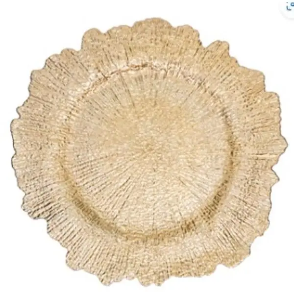 Saro Lifestyle Plastic Starburst Charger Plate - CH535.GL14R, 14 in. Round Radiant Elegance Design, Gold Tableware Set of 4