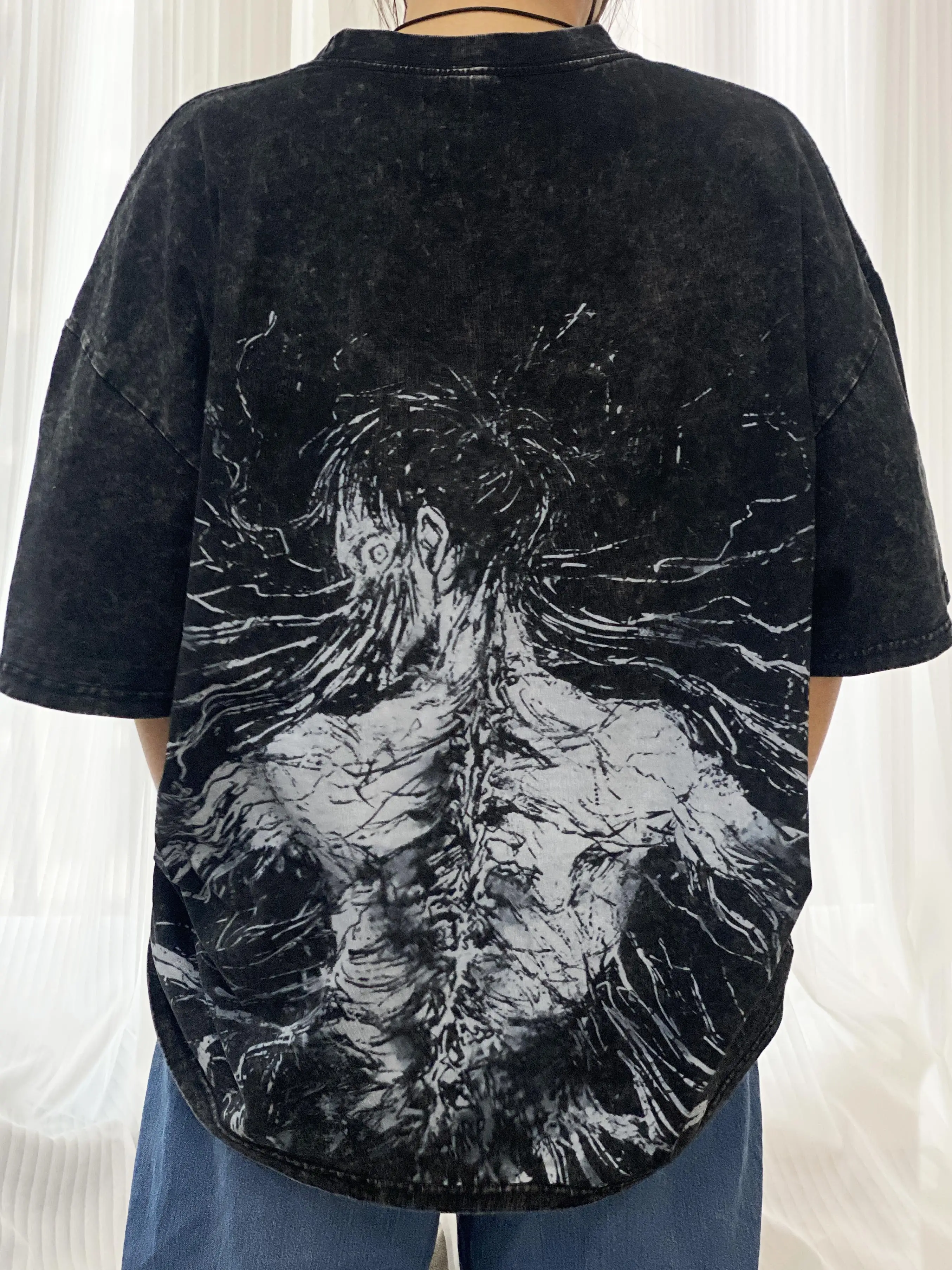 Eren Attack on Titan cotton wash T-shirt Survey Corps cosplay short-sleeved novel comfortable unisex clothing Top Tee Menswear Tshirt Streetwear Tropi