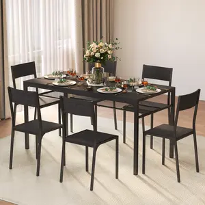 GIZOON Modern 7-Piece Indoor Dining Table and Chairs Set, Space-Saving Furniture for Small Spaces, Apartments